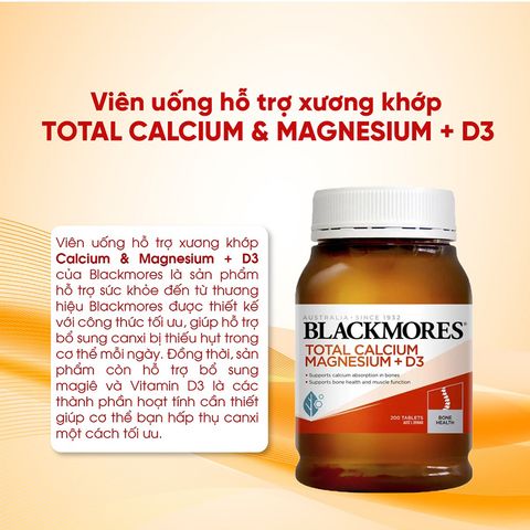 Viên Uống Blackmores Total Calcium & Magnesium + D3 Úc 200 Viên