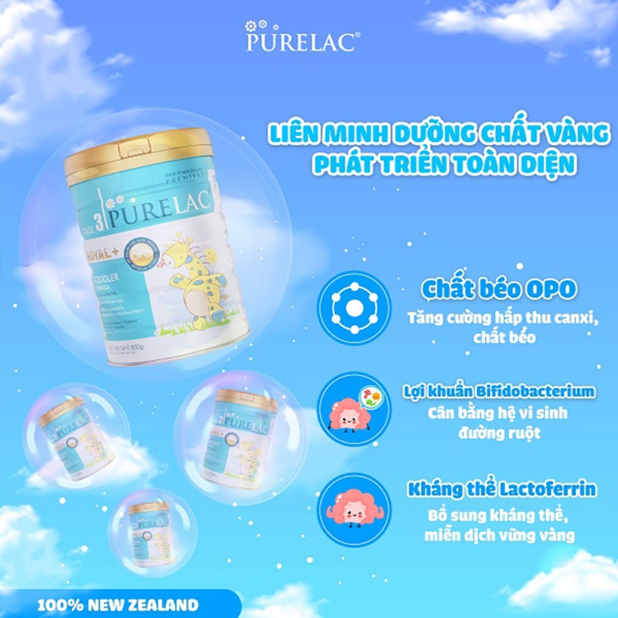 Sữa Purelac New Zealand Phát Triển Toàn Diện - Sữa Bột Công Thức 800g