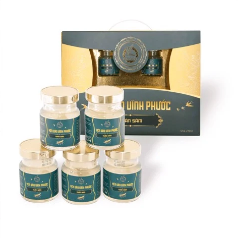 Yến Sào Chưng Nhân Sâm Vĩnh Phước 20% Yến Tươi - Hũ / Set 5 Hũ 70ml Cho Trẻ 5Y+ Và Người Lớn