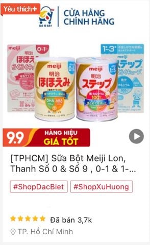 Sữa Công Thức Meiji Lon, Thanh Số 0 (0-1) & Số 9 (1-3) Nội Địa Nhật Hộp 800g