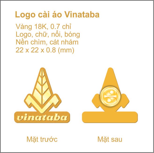  LOGO CÀI ÁO VÀNG 18K - NỀN CHÌM CÁT NHÁM - LOGO QUÀ TẶNG DOANH NGHIỆP 