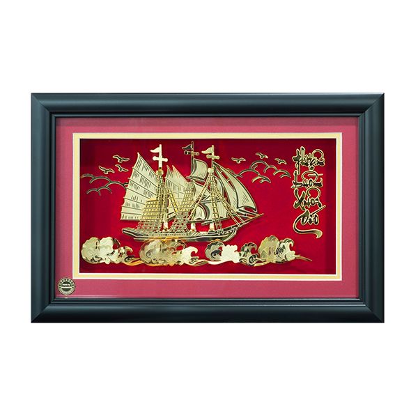  Khung tranh Thuận Buồm xuôi gió 18x25cm, đồng mạ vàng 