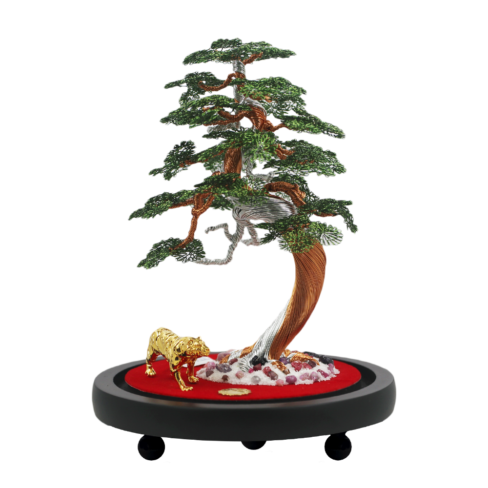  Cây đồng bonsai 12cm gắn Con Hổ đồng xi 1 lượng#CTDONGM0030+CTDONGM0035 