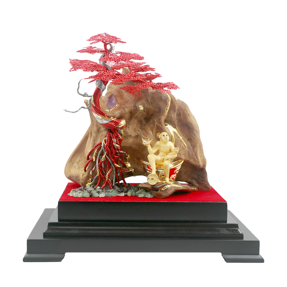  Tiểu cảnh tượng Khỉ size S gắn bonsai gỗ lũa đá onyx mica#MKTN006VM0001+DEGOM0007+CTDONGJ0093+DEGOM0011+DAMYNGHEL0004+DAMYNGHEL0003+MICAN0003+THEPVANG0002:8m 