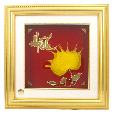 Khung tranh hoa sen lá bồ đề chữ Hiếu