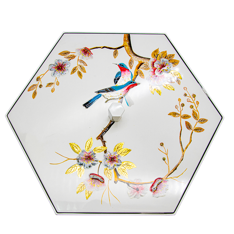 Khay mứt sơn mài bát tràng lục năng vẽ chim hoa