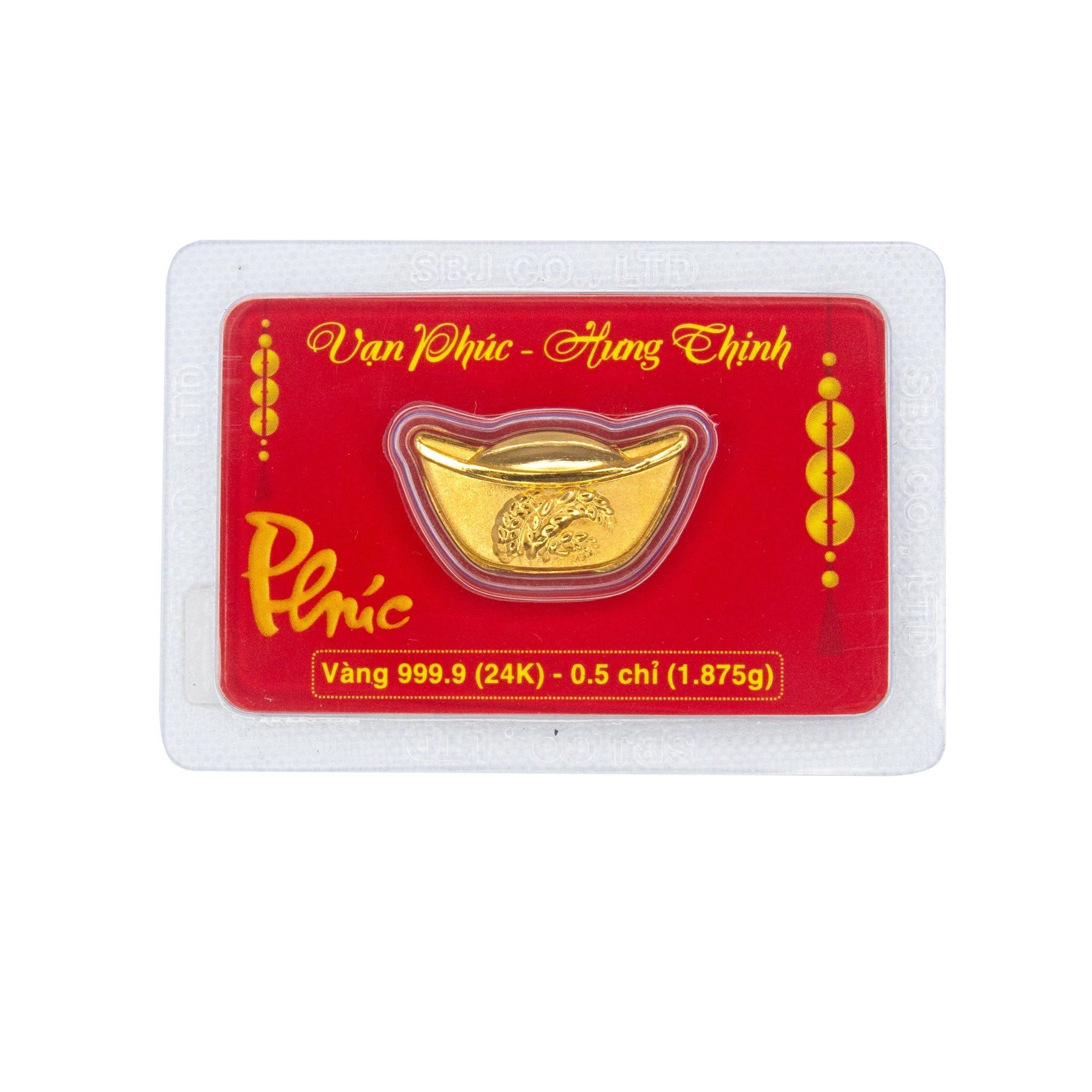  Nén vàng chữ Phúc SBJ đúc 0.5 chỉ vàng 24K, KL vàng: 1.87g#2024 