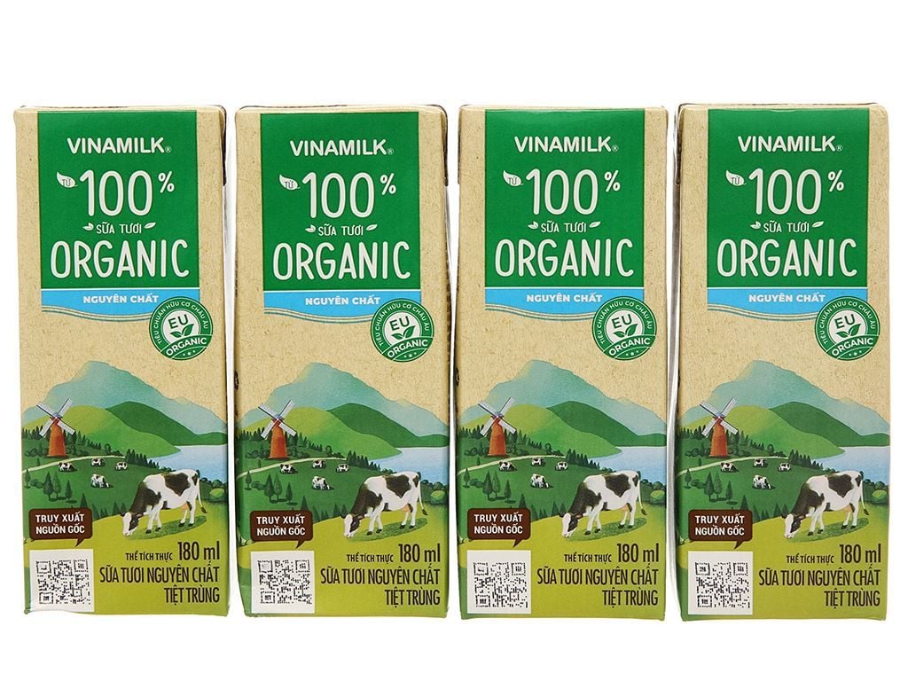 Sữa tươi tiệt trùng Vinamilk 100% Organic 180ml