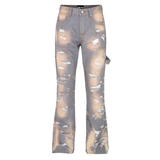  GWYN DOUBLE KNEE FLARE JEANS/ PALE GREY 