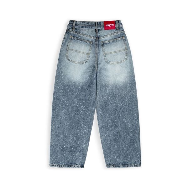  GWYN DIAMOND RHINESTONES BAGGY JEANS/ LIGHT BLUE 