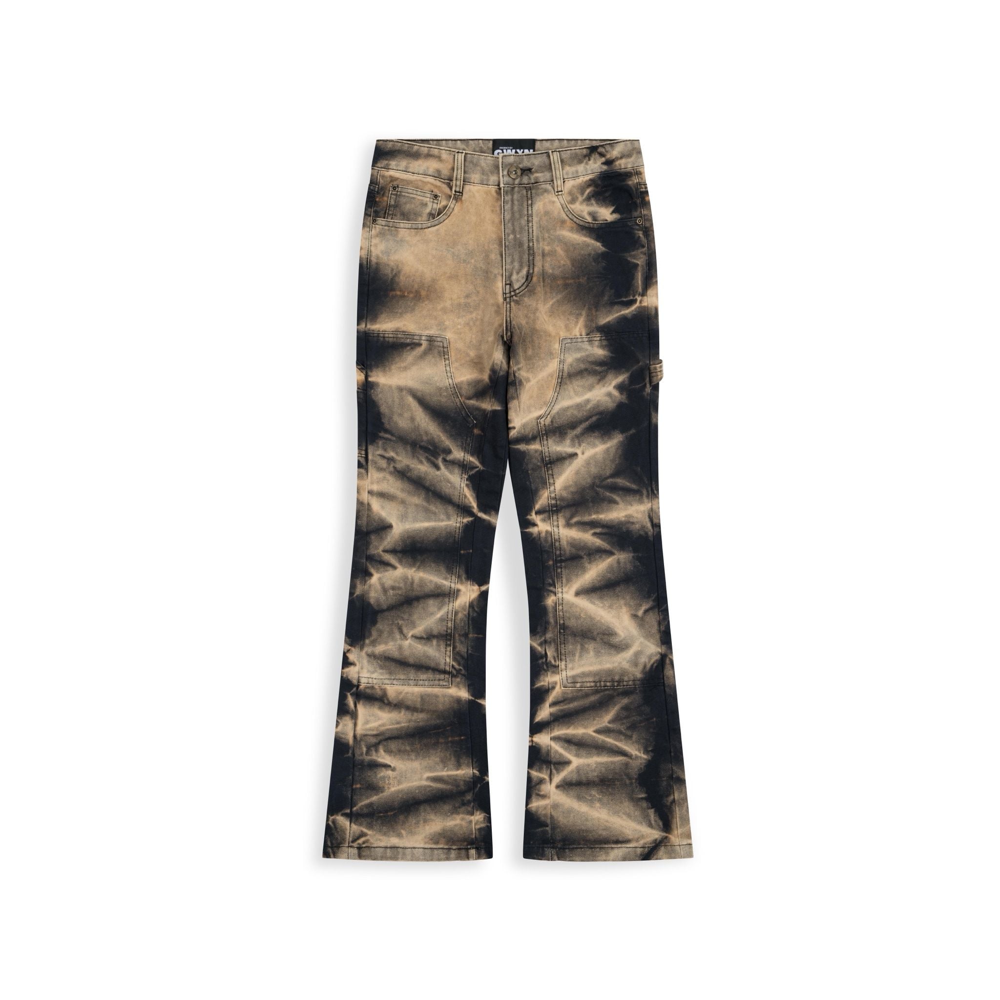  Double Knee Flare Jeans Light Brown 