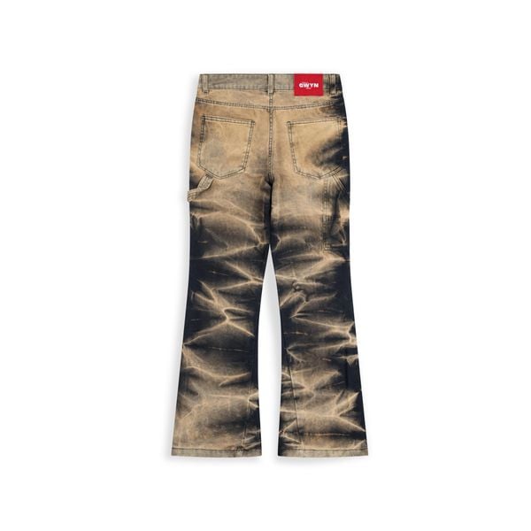  Double Knee Flare Jeans Light Brown 