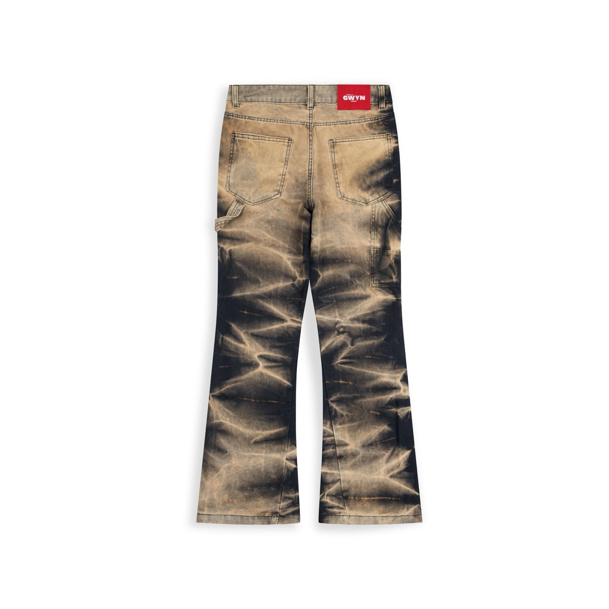  Double Knee Flare Jeans Light Brown 