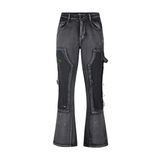  Double Knee Flare Jeans Black 
