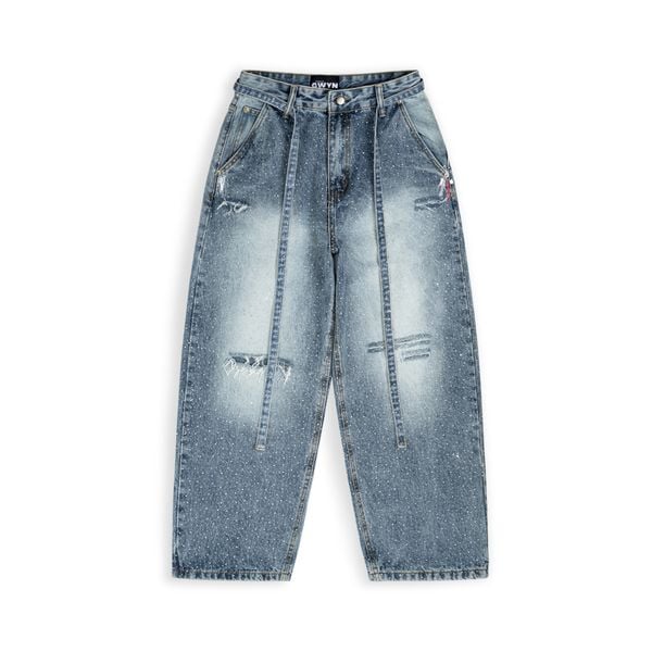  GWYN DIAMOND RHINESTONES BAGGY JEANS/ LIGHT BLUE 