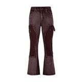  Double Knee Flare Jeans Deep Red 