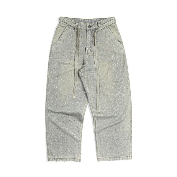  GWYN DIAMOND RHINESTONE BAGGY JEANS/ LIGHT BLUE 