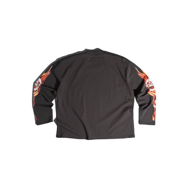  GWYN SINGLE SKULL LONG SLEEVED T-SHIRT/ DARK GREY 