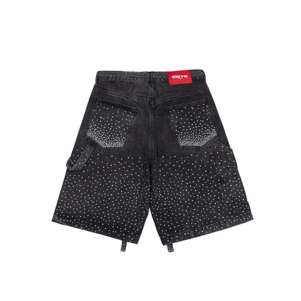  GWYN DIAMOND RHINESTONE LOOSE BAGGY JEANS SHORT 