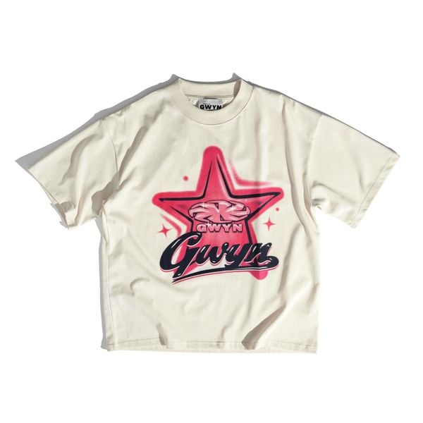  GWYN PINK STAR T-SHIRT/ CREAM WHITE 