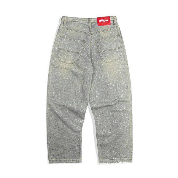  GWYN DIAMOND RHINESTONE BAGGY JEANS/ LIGHT BLUE 