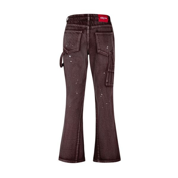  Double Knee Flare Jeans Deep Red 