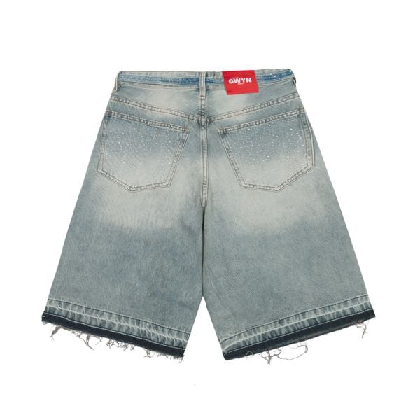  GWYN DIAMOND RHINESTONE LOOSE BAGGY JEANS SHORT 