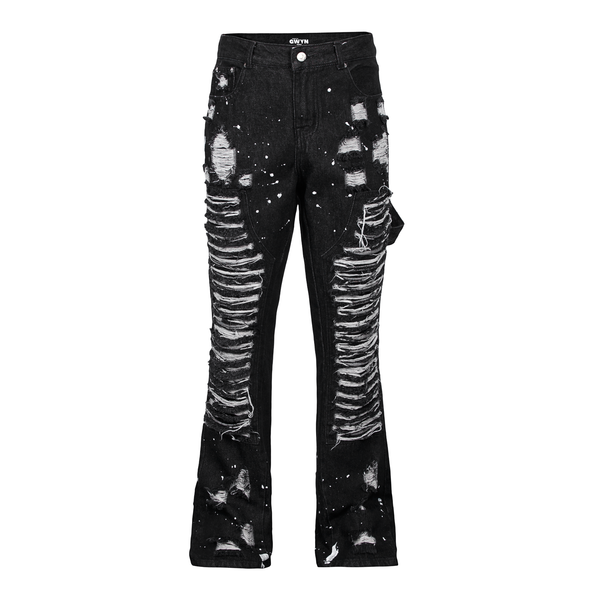  GWYN DOUBLE KNEE FLARE JEANS/ BLACK 