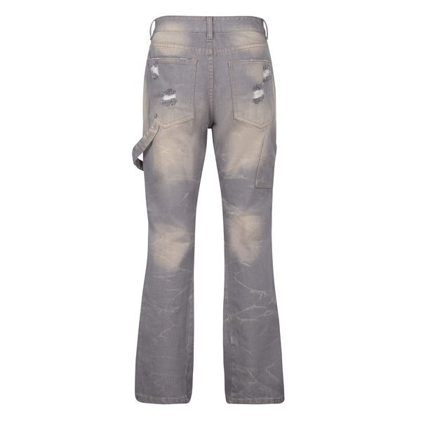  GWYN DOUBLE KNEE FLARE JEANS/ SMOKE GREY 