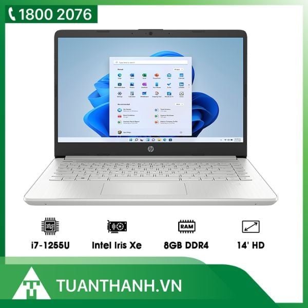 Laptop HP 14s-dp5052TU 6T6R2PA/ Core i7-1255U/ 8G/ 512G SSD/ 14