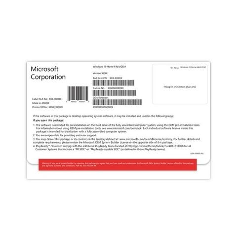  Phần mềm Windows 10 Home 64Bit Eng Intl 1pk DSP OEI DVD 