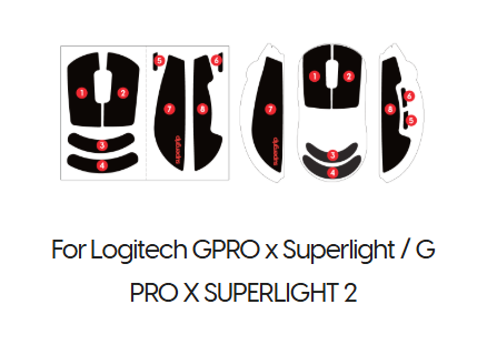 Miếng dán chống trượt cho bàn phím, chuột máy tính Pulsar Supergrip Griptape Precut for Logitech G Pro SUPERLIGHT