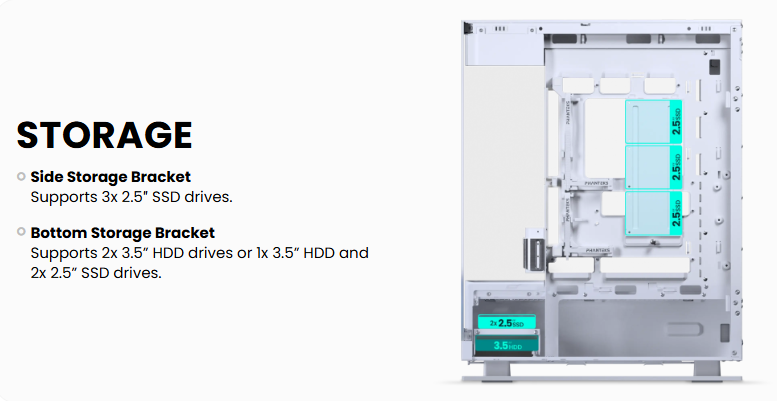 Vỏ CPU máy vi tính Phanteks Evolv Series X2 ATX chassis, Tempered Glass Windows, DRGB, Matte White