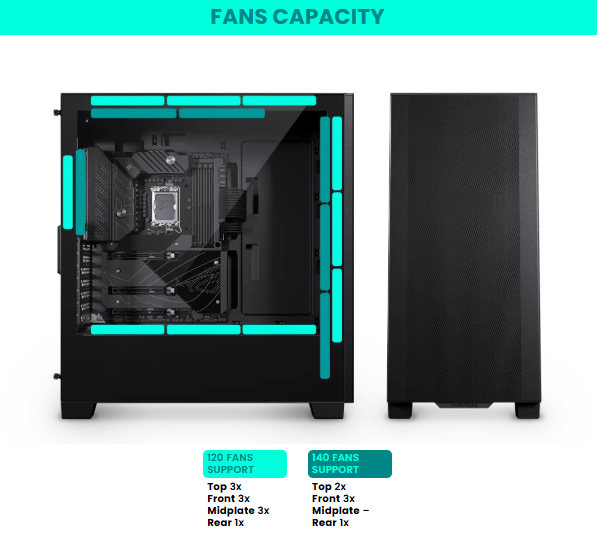 Vỏ CPU máy vi tính Phanteks 523 Series XT Pro Ultra ATX Case, Tempered Glass, 4x M25-140 DRGB Fan, Black