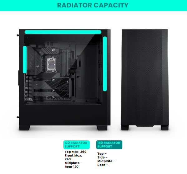 Vỏ CPU máy vi tính Phanteks 523 Series XT Pro Ultra ATX Case, Tempered Glass, 4x M25-140 DRGB Fan, Black