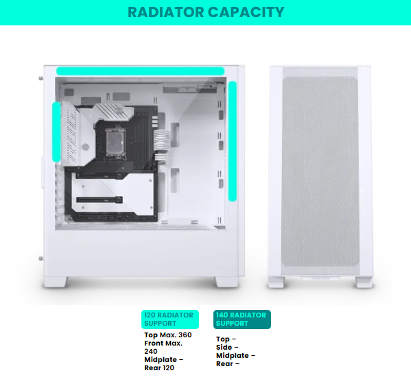 Vỏ CPU máy vi tính Phanteks 523 Series XT Pro Ultra ATX Case, Tempered Glass, 4x M25-140 DRGB Fan, Matte White
