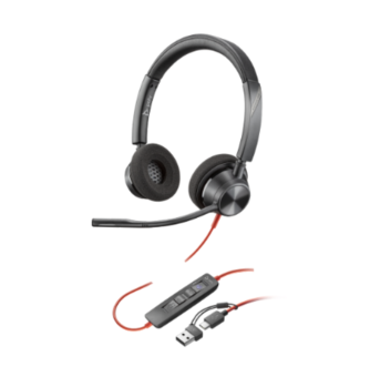  TAI NGHE Poly Blackwire 3320 Stereo Microsoft Teams Certified USB-C Headset +USB-C/A Adapter 