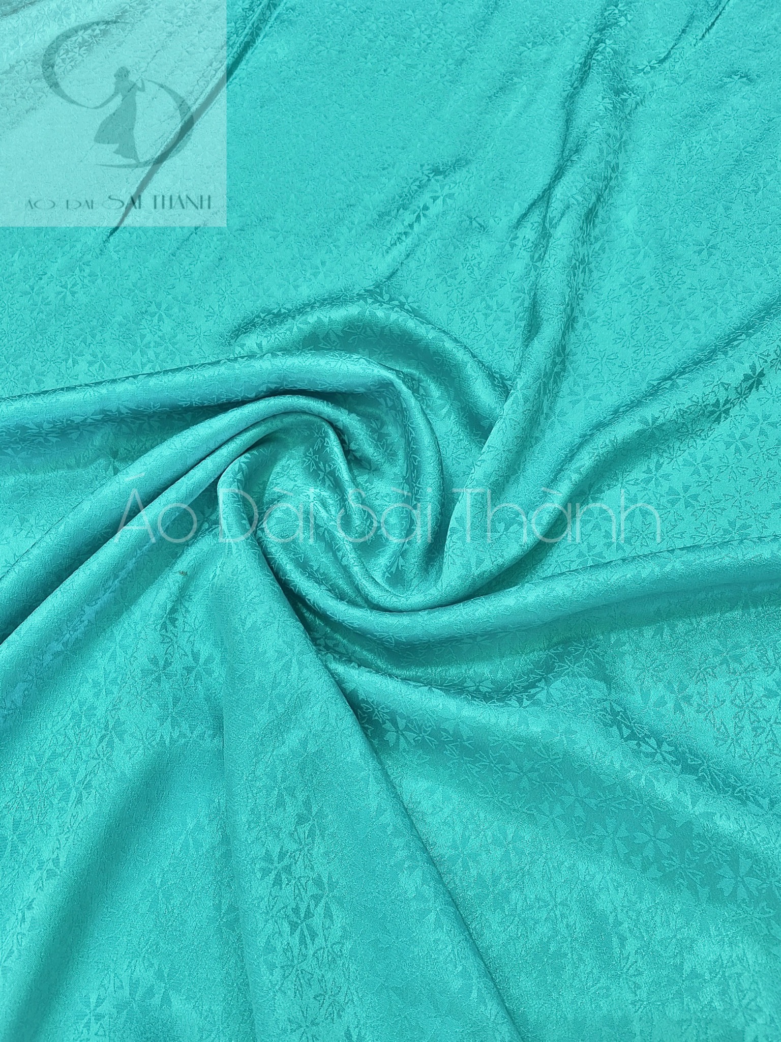 BL006- Vải áo dài tơ tằm bèo dâu xanh thiên thanh