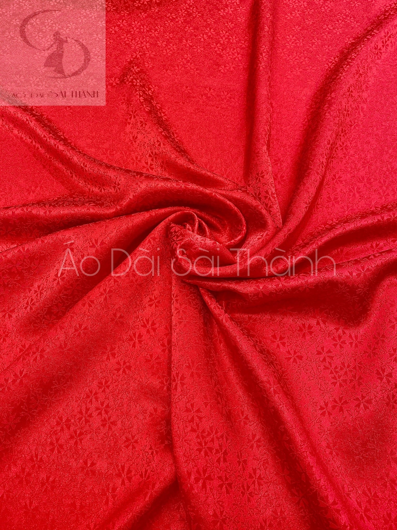 BL008- Vải áo dài lụa bảo lộc vân deo dâu màu đỏ hồng nhung