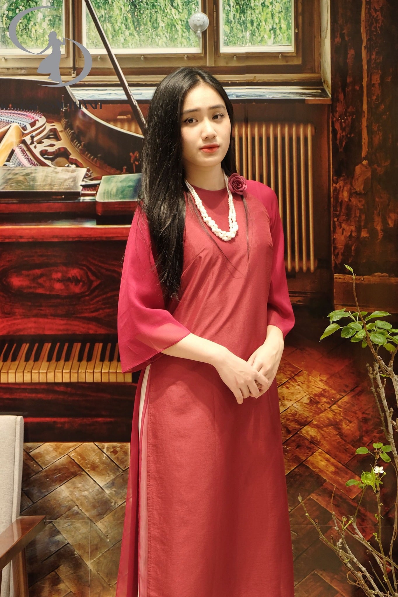 CT0035 Áo dài cách tân tơ óng