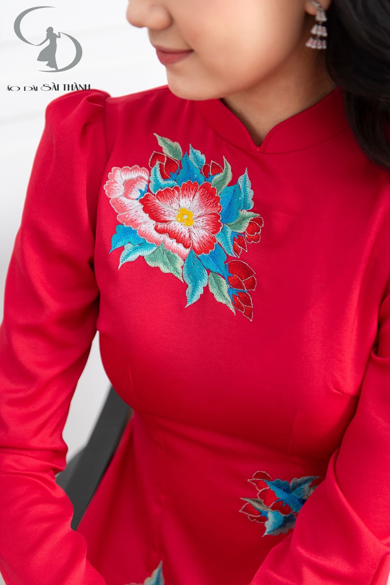 TT0102 - Áo dài thêu màu hồng xác pháo