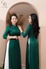 TT0116- Áo dài gấm xanh hoa cúc nhí