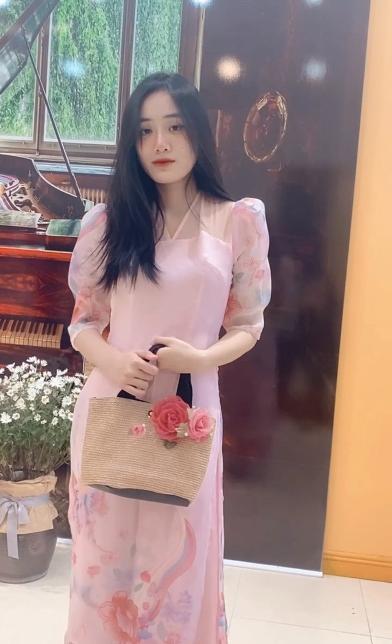 CT0034 Áo dài cách tân organda