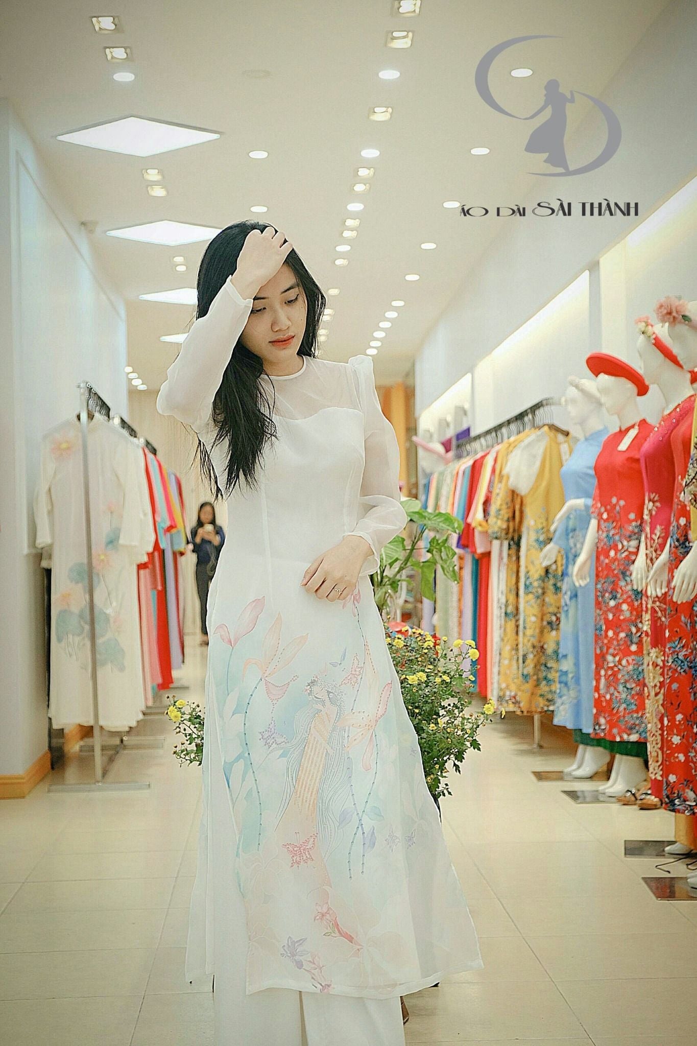 CT0033 Áo dài cách tân organda