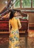 TT0001- Áo dài tapta vàng họa tiết mùa xuân