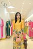TT0024- Áo dài tapta vàng họa tiết mùa xuân tay bồng