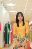 TT0024- Áo dài tapta vàng họa tiết mùa xuân tay bồng