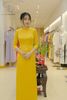 TT0032 - Áo dài vàng vân gỗ đính trai tà