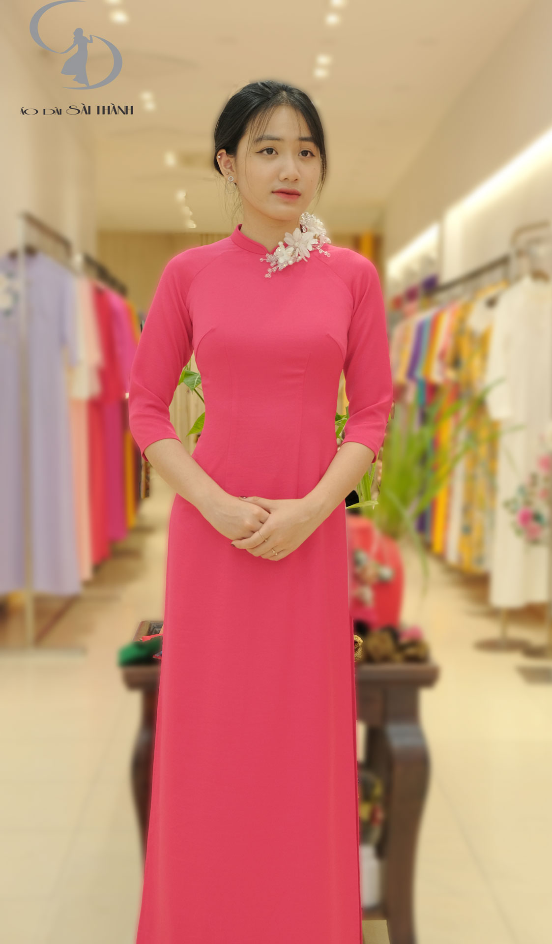 TT0006- Áo dài hồng xác pháo