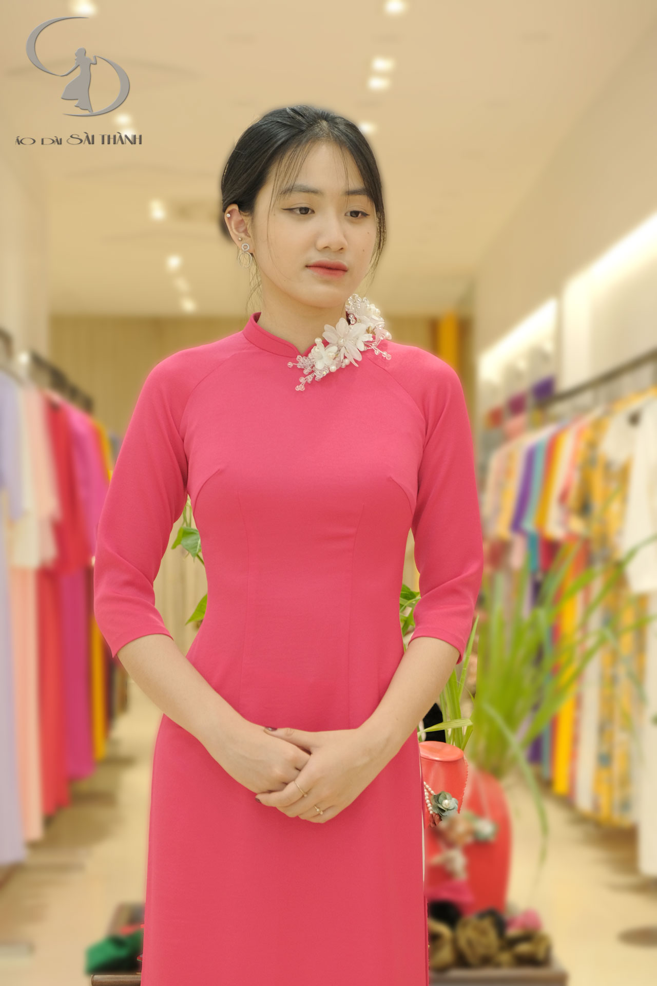 TT0006- Áo dài hồng xác pháo